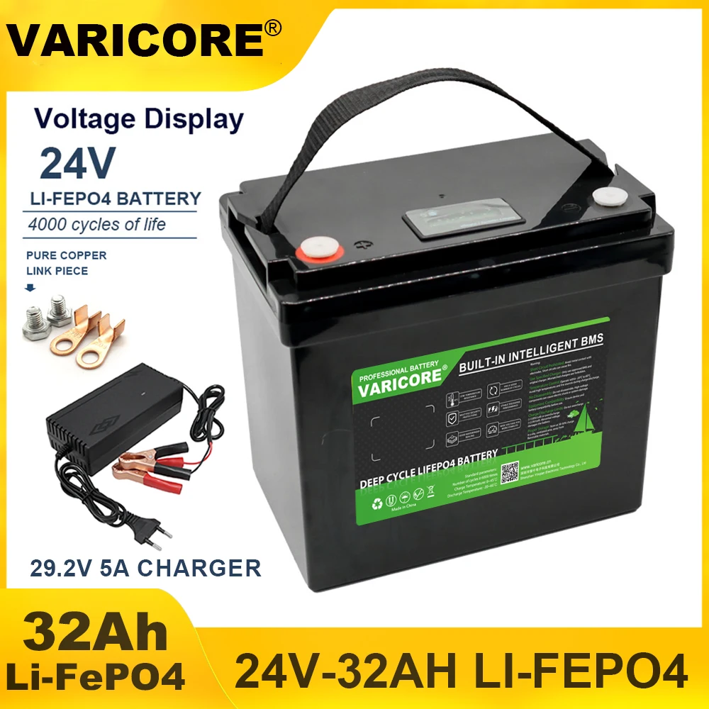 VariCore 24 فولت 100AH 60ah 32ah LiFePO4 بطارية حزمة USB3.0 نوع-C الناتج ل 29.2 فولت عربة جولف بطاريات ولاعة السيارة