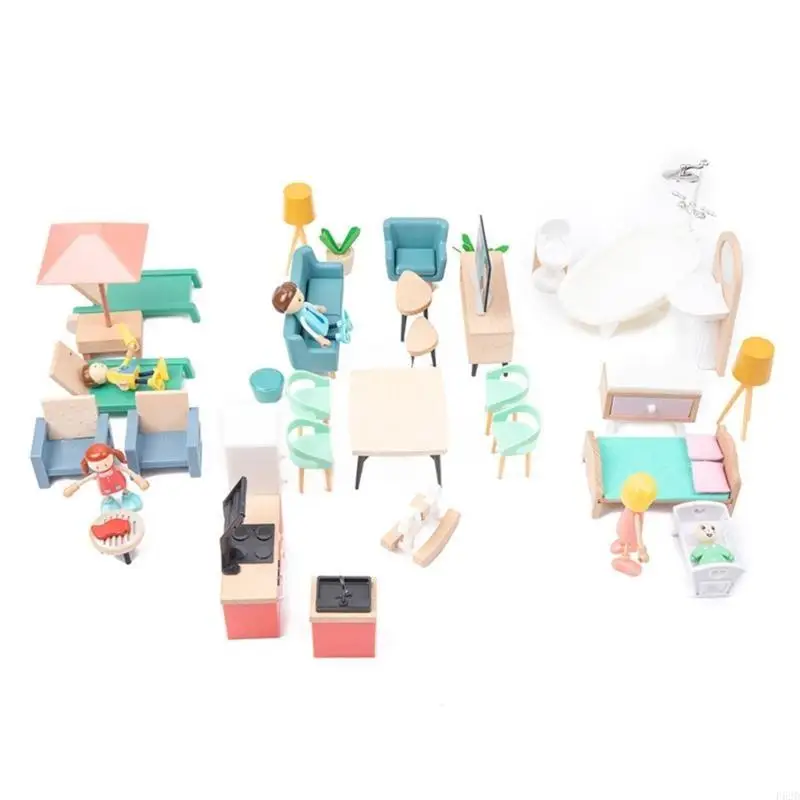 F62d 40pcs Miniaturpuppenhausmöbel Set 1:12 Dollhouse Kitchen 1 12 Skala