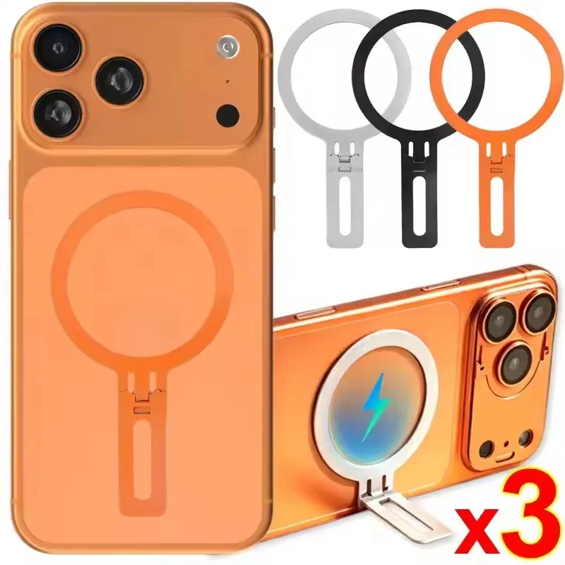 Magnetic Metal Folding Phone Stand Universal CellPhone Holder Bracket Adjustable Desk Mount for iPhone 17 Samsung Xiaomi Huawei