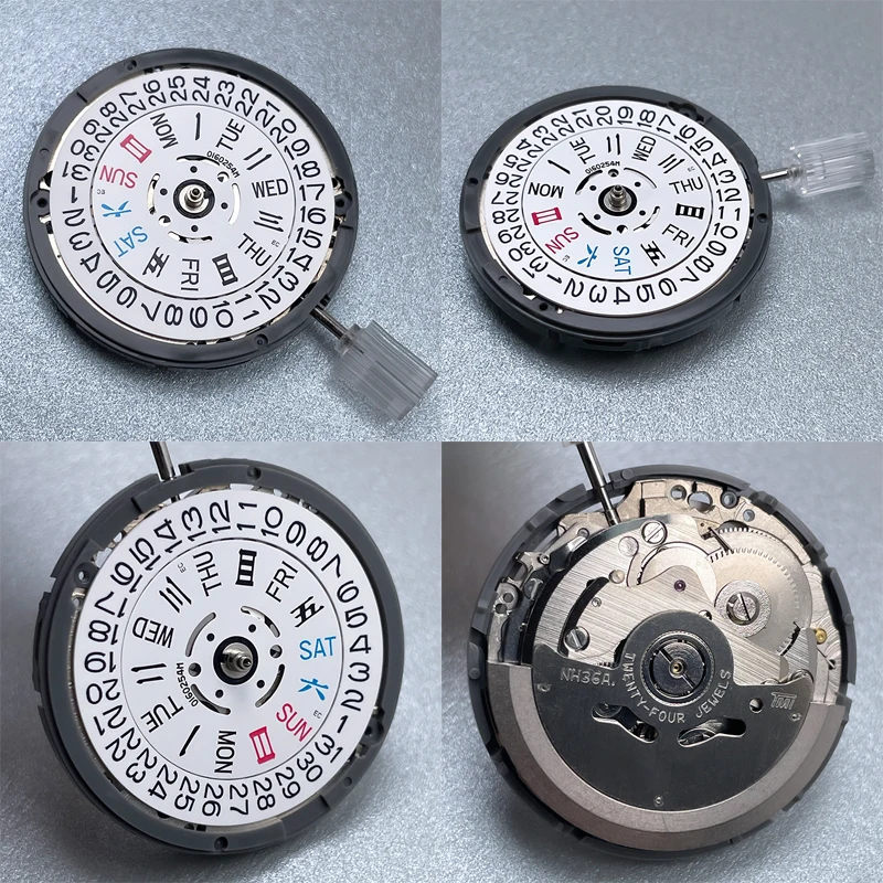 NH36 حركة ميكانيكية أوتوماتيكية عالية الدقة تقويم أبيض 24 جواهر تاريخ الساعة 3 قطع غيار ملحقات الساعة #1