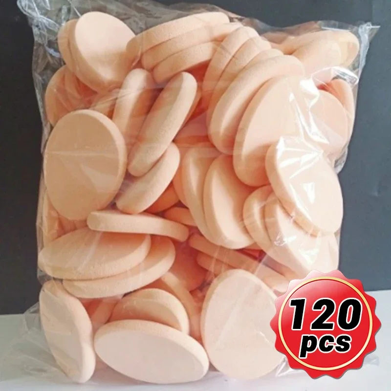 12-120 pçs forma redonda esponja em pó puff molhado seco dupla utilização cor da pele bb creme fundação cosméticos puff rosto beleza maquiagem ferramentas