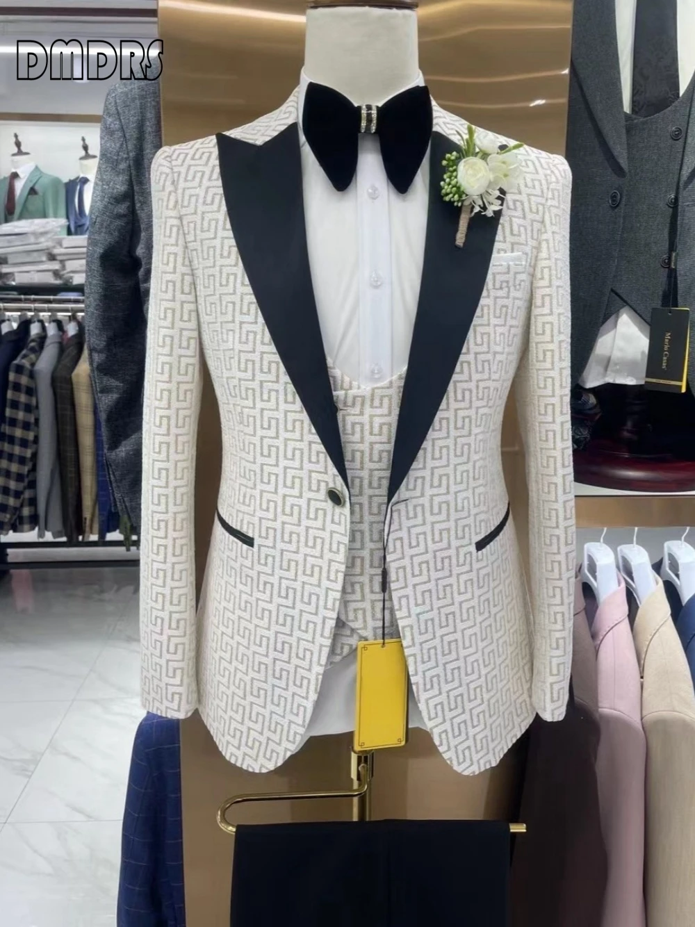 

Formal Pattern Men's Wedding Casual Hosting Suit 3-piece Set Blazer Pants Vest In Stock Fast Shipping One Button Groom Wear