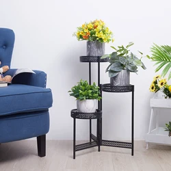 Plant Stand Garden Planter Metal Flower Pot Rack Corner Shelving Storage Shelf Indoor Outdoor