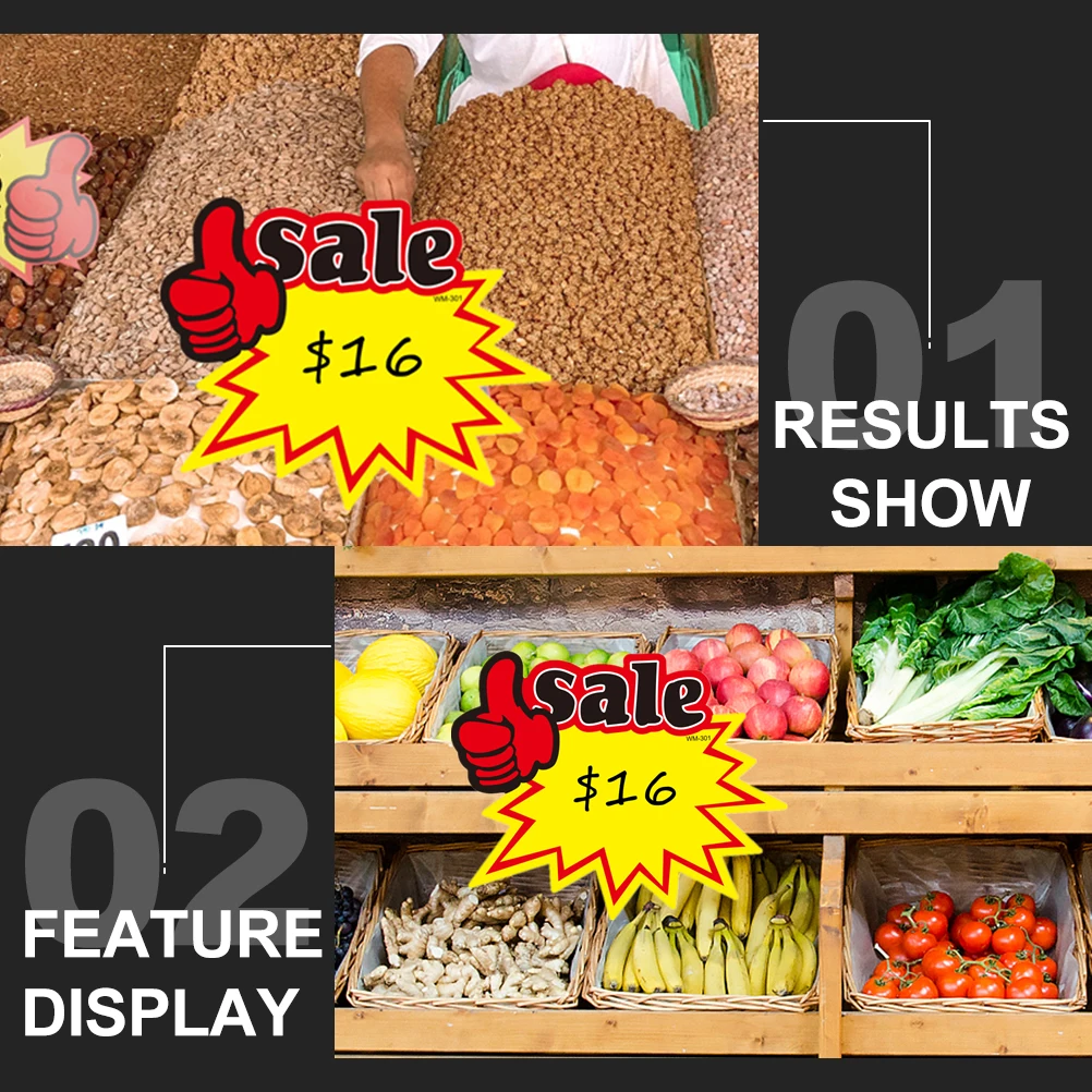 

50 Pcs Price Tags Blank White Card Retail Promotional Signs Advertising Stickers Folder Labels File Bag Labels