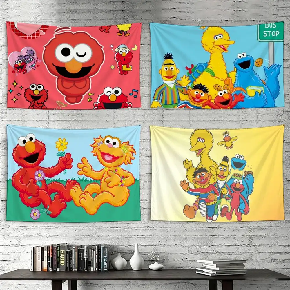 

Cute cartoon S-Sesame Streee Flags Wall Hanging Tapestry Outdoor Garage Room Decorative flag Background Blanket