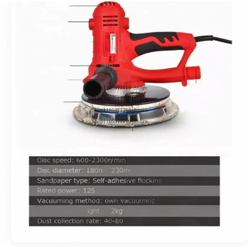 Dustless Electric Drywall Sander, Wall Putty Polisher with LED Lights for Home Decoration Grinding