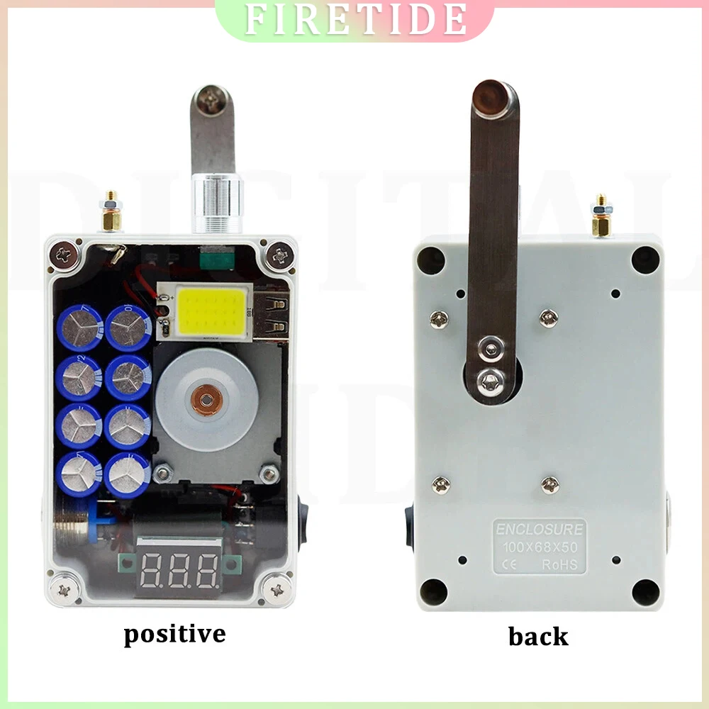 

Портативный ручной генератор – зарядка через USB, аварийное освещение, 30-70 запусков с 2-минутным вращением ручки для использования на улице