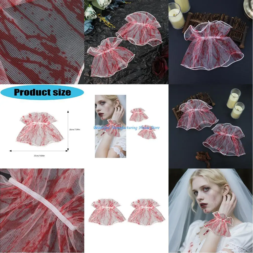 

E56A Punk Bride Costume Gloves with Blood Splash Pattern For Adult Halloween Party