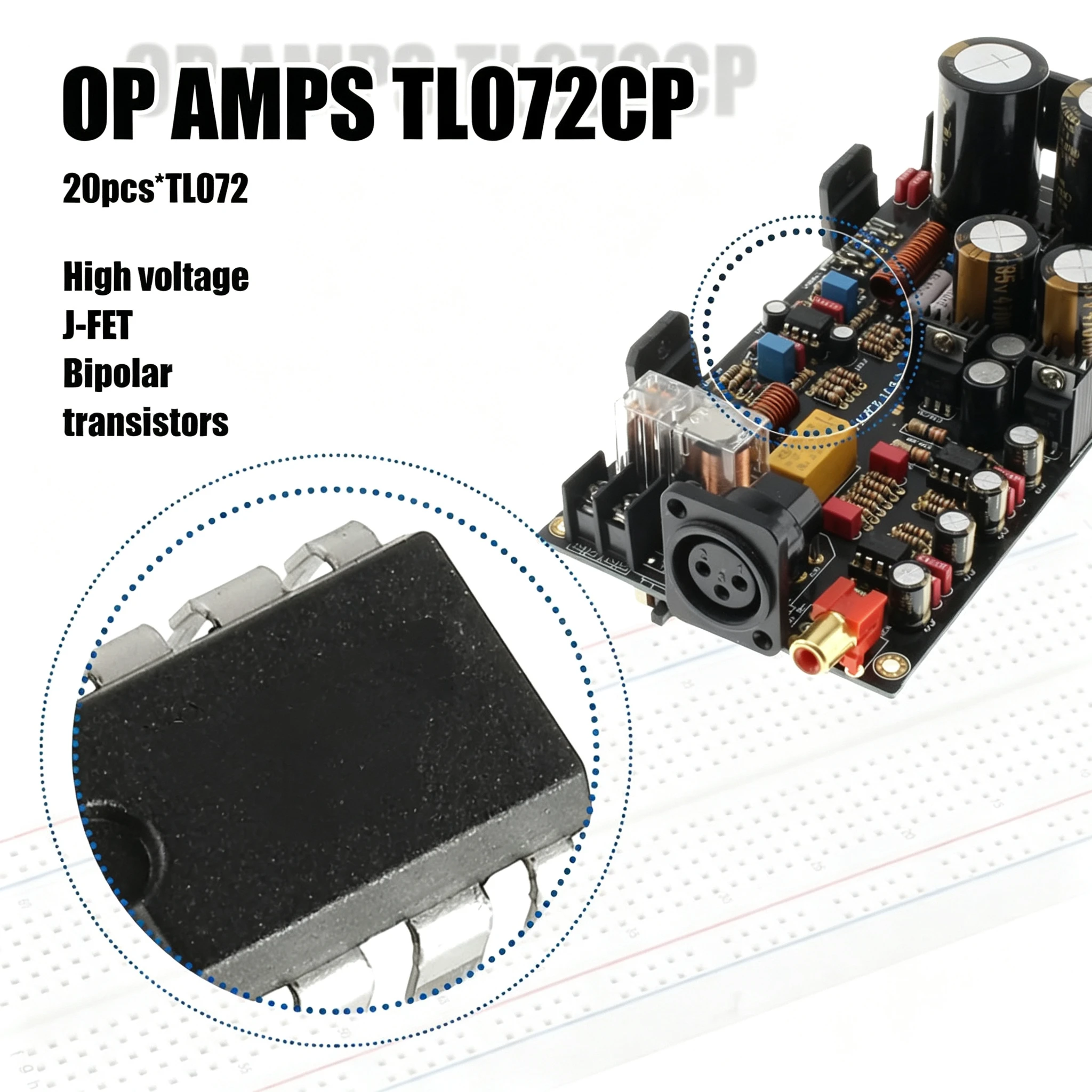 TL072 TL072CP JFET Input Operational Amplifiers Op Amp Breadboard-Friendly IC DIP-8 (1 Piece)