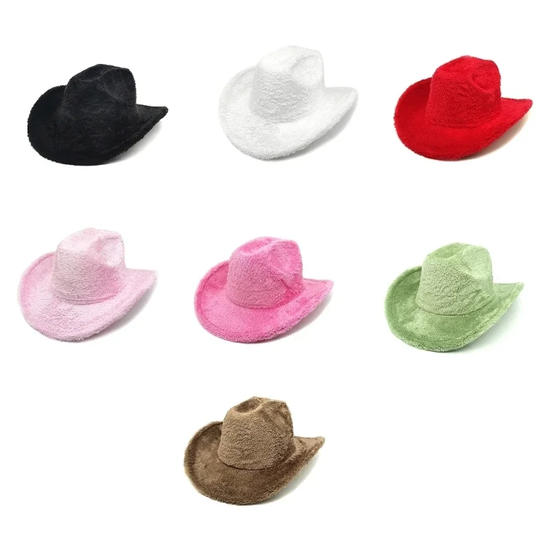 

Hat Furry Plush Cowboy Hat Versatile for Men Women Singers Comedian Wholesale