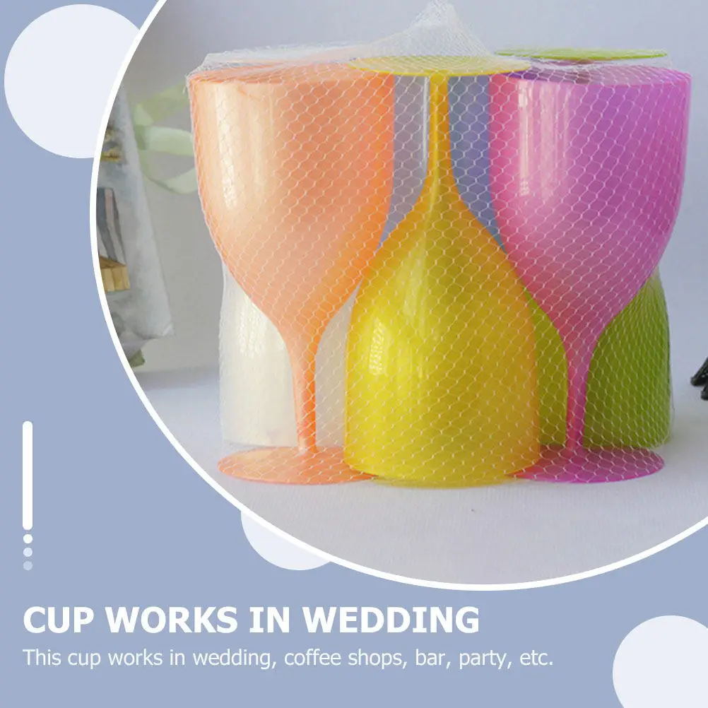 

6Pcs High Stem Red Wine Cups Colorful Plastic Goblets Party Cocktail Cups Picnic Easter Beverage Goblets for Home Bar Party