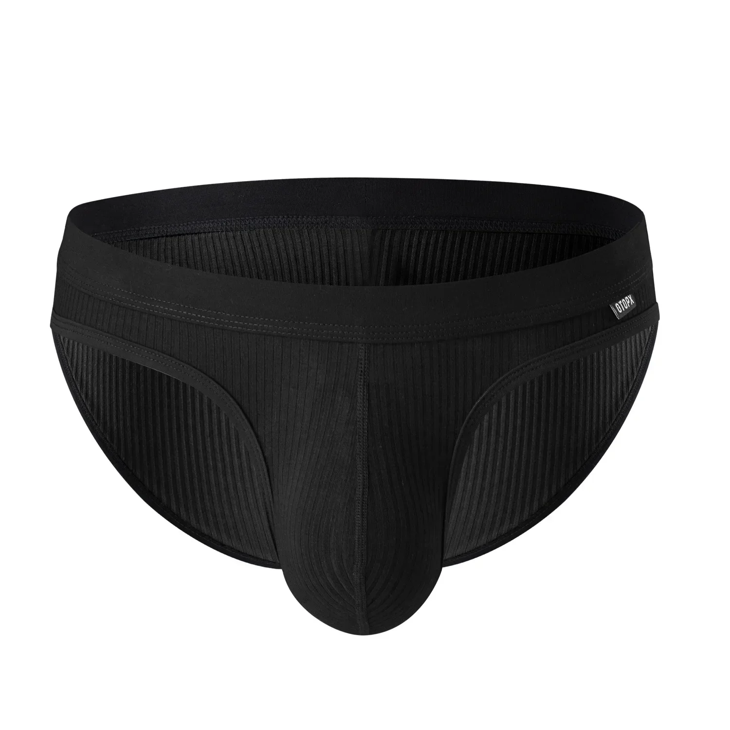 

Men's Ribbed Cotton Briefs, Low Rise U-Pouch Breathable Daily Underwear