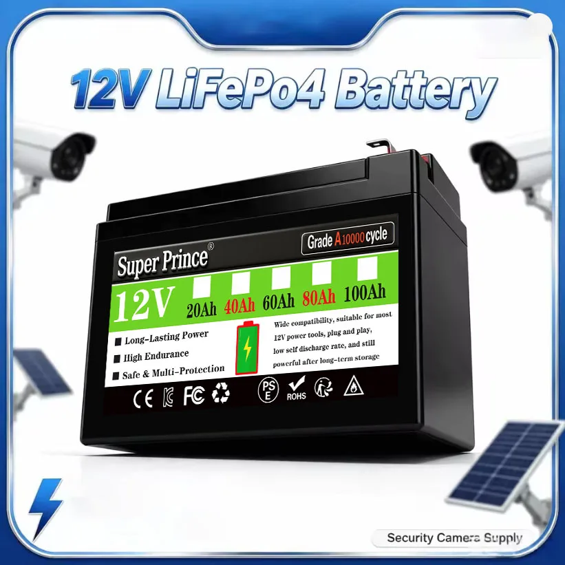 High Capacity Super Prince 12V 40Ah LiFePO4 Battery with Charger Fast Shipping Batterie au lithium fer phosphate 12V 100Ah