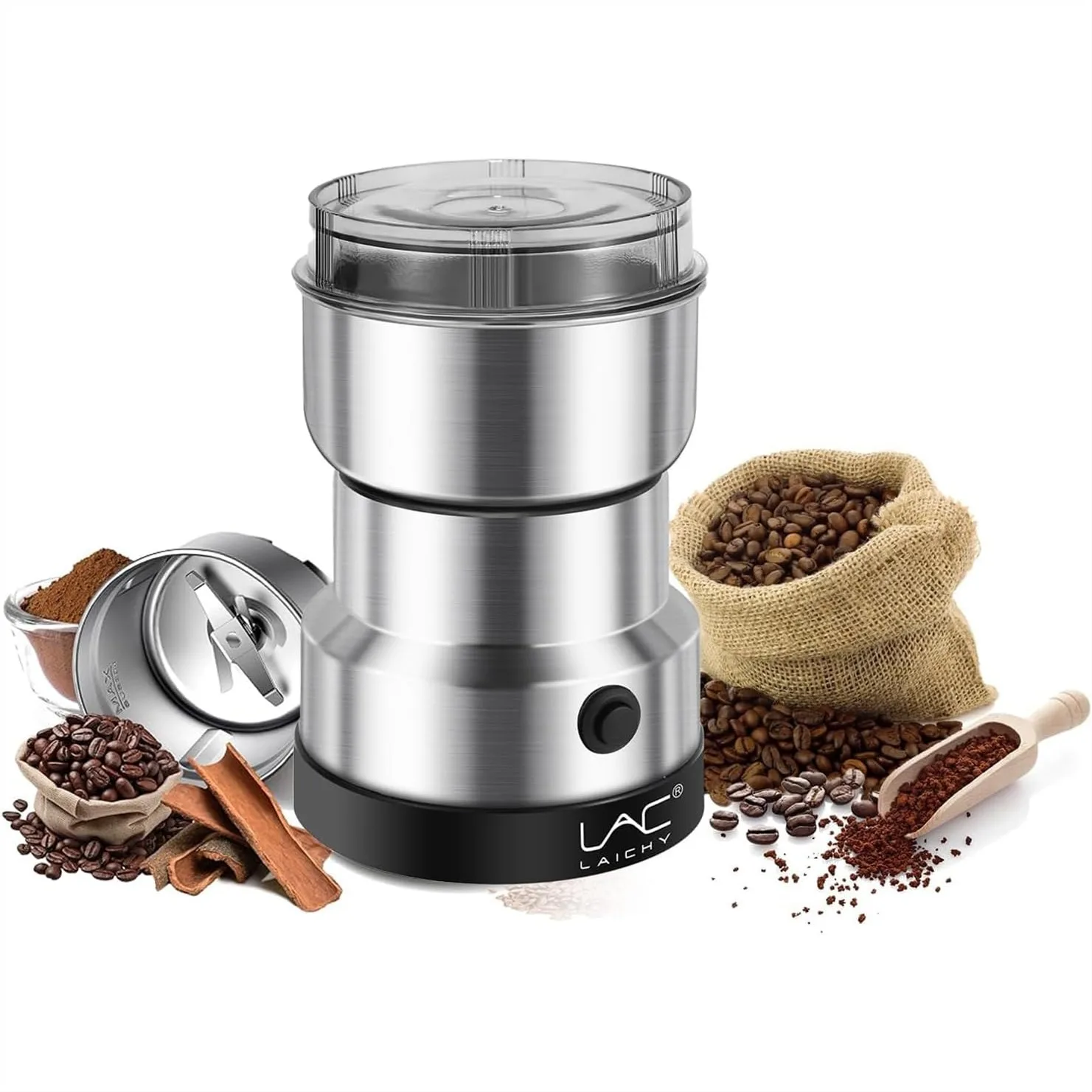 

Electric Coffee Grinder 150W Fast Grinding with Stainless Steel Blades for Coffee Beans Spices Herbs and Seeds Mini Kitchen Mill