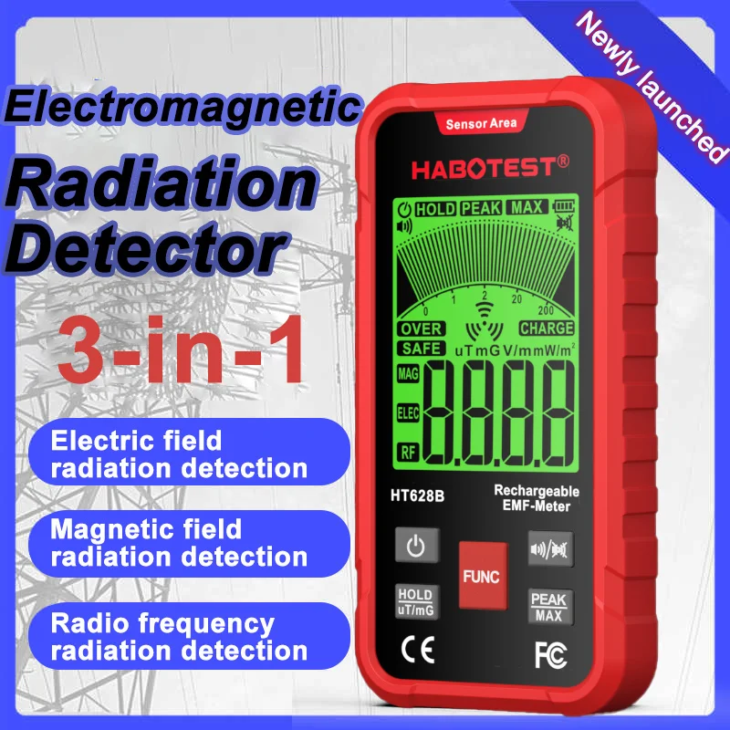 3In1 EMF Meter Electromagnetic Field EMF Detector Handheld Digital Electromagnetic Field Radiation Tester 3.5Ghz Frequency Rang