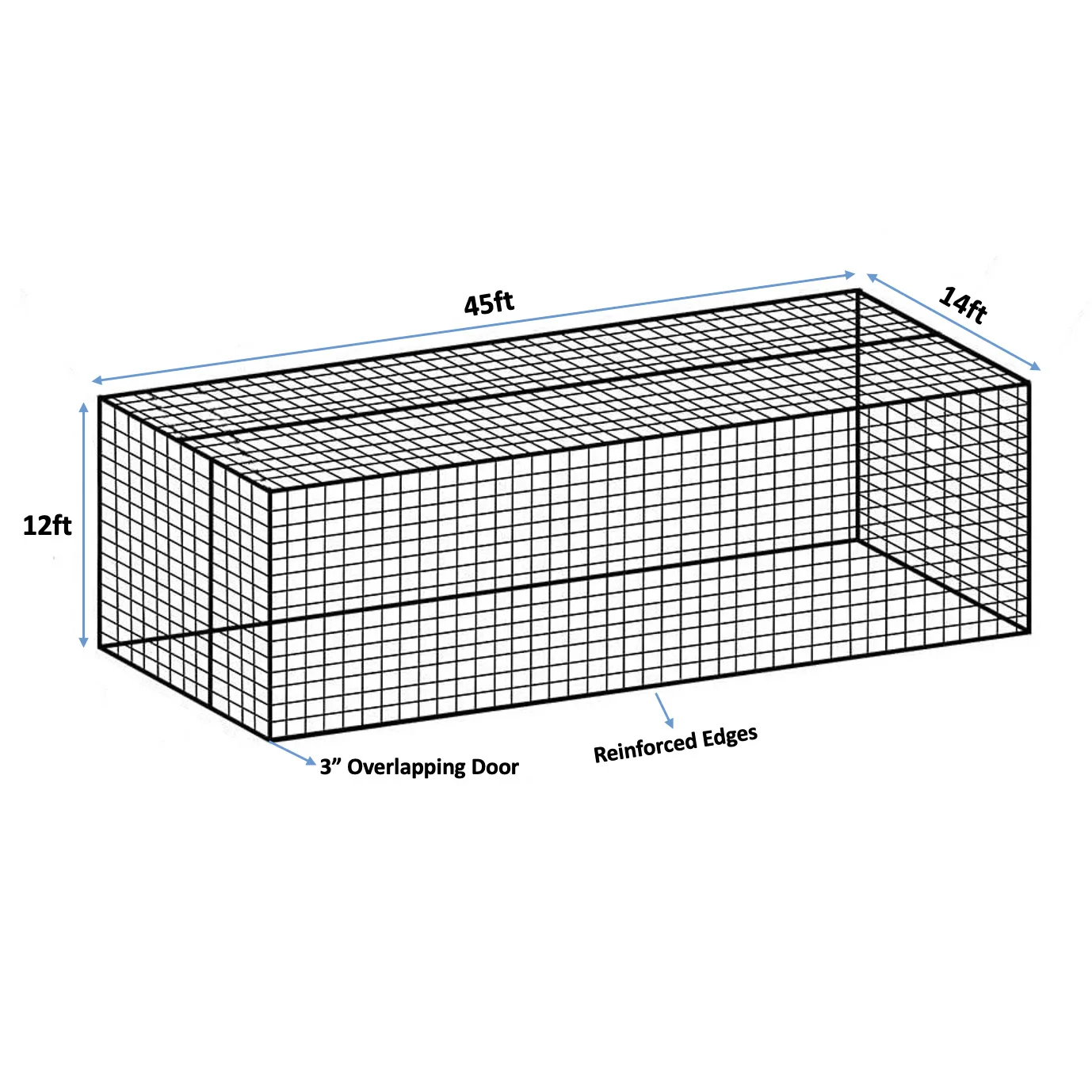 High Quality Batting Cage 45 Foot X 14 Foot X 12 Foot Baseball Softball Batting Netting