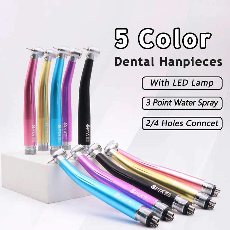 

Ярко Радужный светодиодный светильник, высокоскоростной наконечник для стоматологической воздушной турбины с 3 распылениями воды, керамический подшипник, кнопка освещения ротора