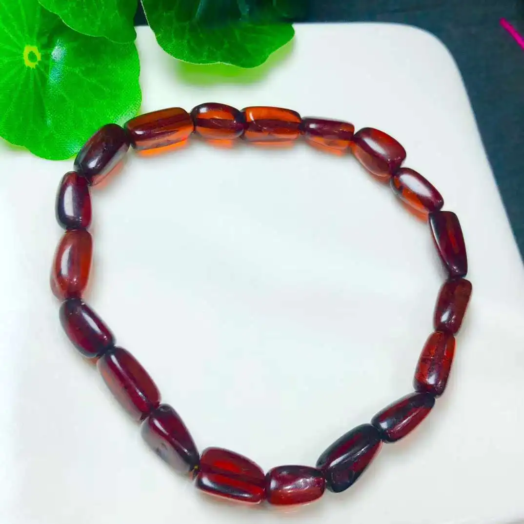 Natural Red Amber Bracelet Men Women Fine Jewelry Baltic Blood Ambers Free Form Beads Bracelets Bangles Girlfriend Mom Gifts