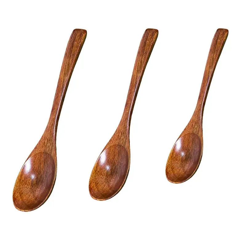 1PC Wooden Spoon Ecofriendly Household Tableware Kitchen Condiment Scoop Coffee Spoon Honey Dessert Spoon Teaspoon Handmade