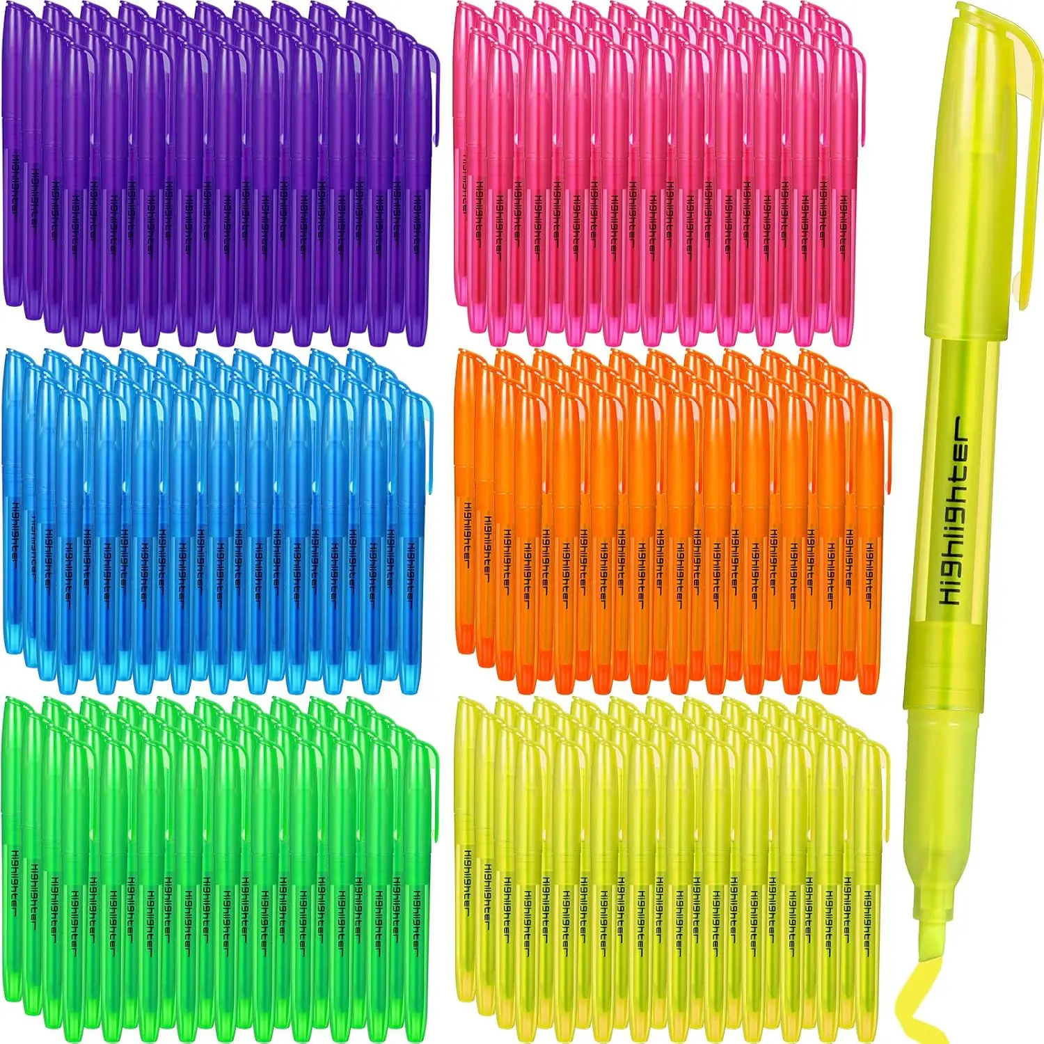 

150 Pcs Assorted Colors Highlighter Markers, Chisel Tip No Bleed, for Office Home Note Taking & Document Supplies