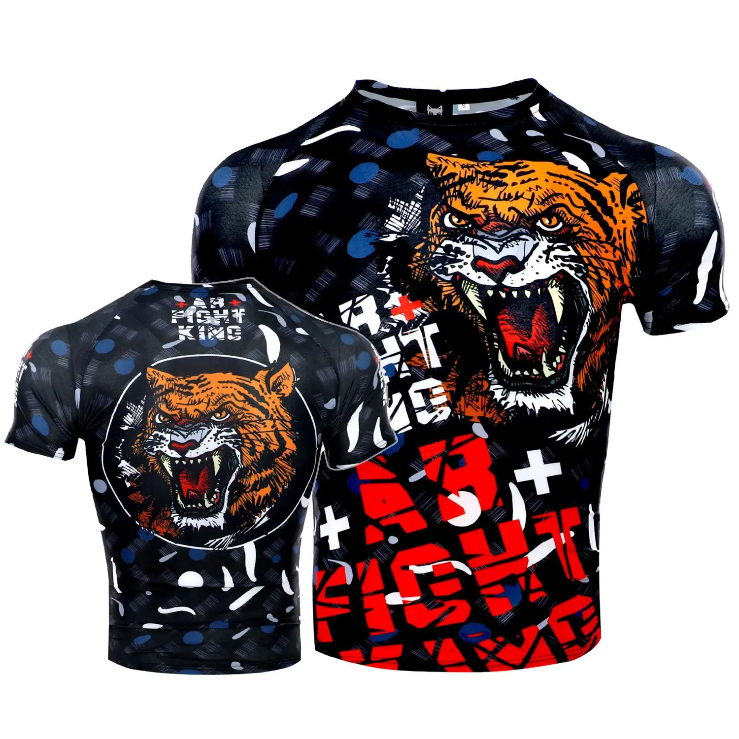 New Arrival MMA Quick Dry Sportswear Brazilian Jiu-Jitsu Fighting Thai Boxing Clothing Short Sleeve Tiger Print T-Shirt Tops