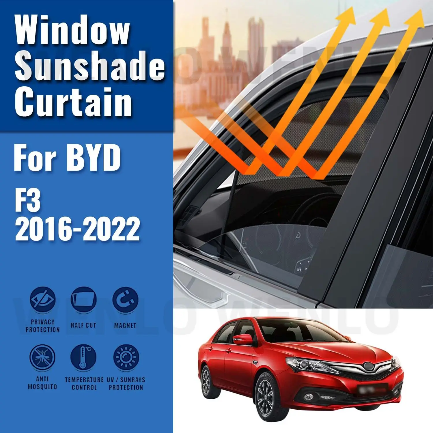 

For BYD F3 2016-2022 Magnetic Car Sunshade Shield Front Windshield Frame Curtain Net Baby Rear Side Window Sun Shade Visor