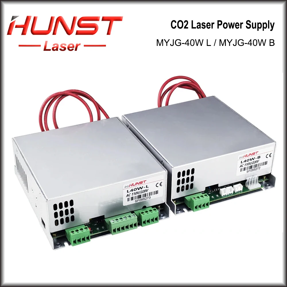 Hunst 40W CO2 Laser Power Supply 110V/220V for 30W 40W 50W K40 Engraving Cutting Machine MYJG-40W Laser Generato