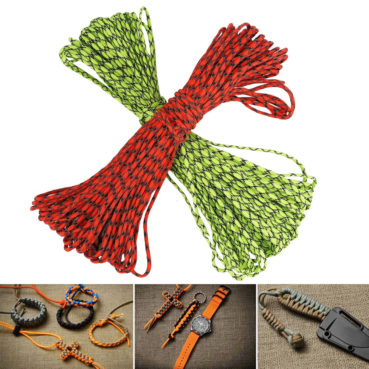 2Pcs Survival Parachute Cord 5Mm Diameter 7 Core Stands Fade Resistant Outdoor Camping Hiking Climbing Rope Clothesline Lanyard