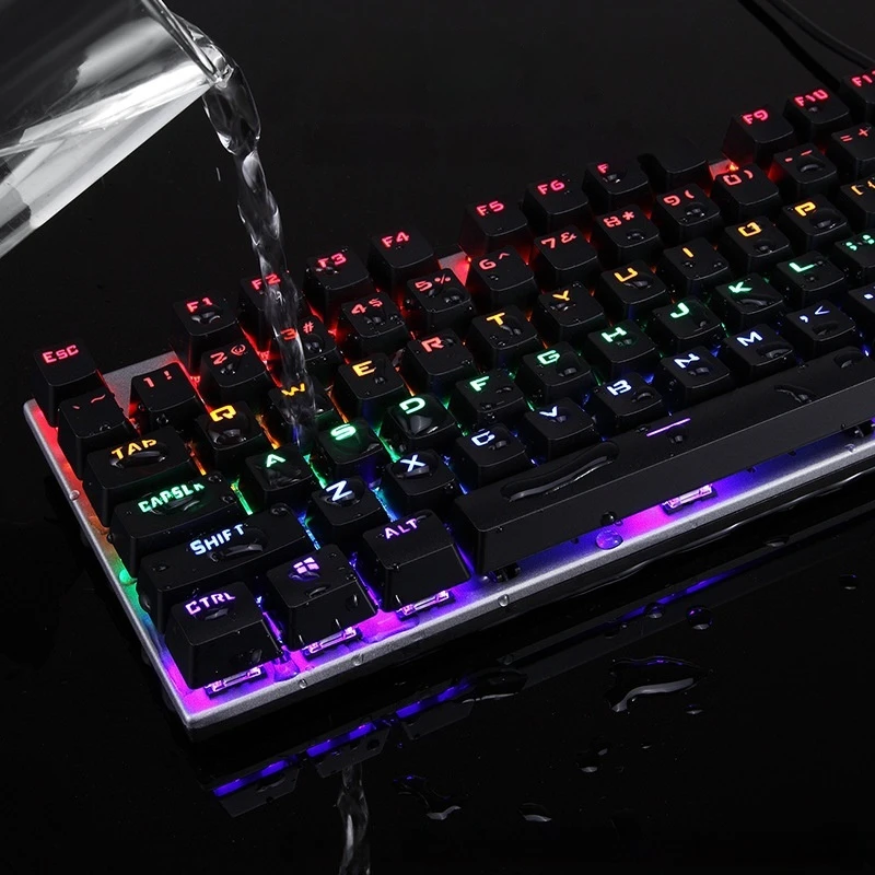 Wired Mechanical Keyboard 104 Keys Metal Panel Rgb Lighting Effect Dual Color Injection Molded Game Chip Entertainment E-Sports