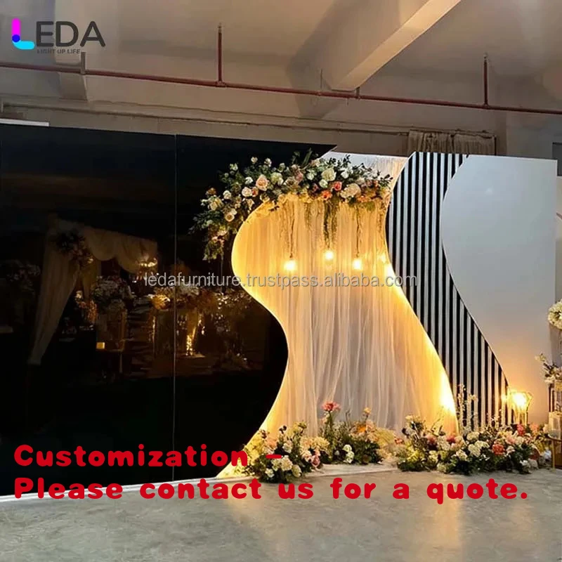

Customize.LEDA High-end Fashion Custom Acrylic Wedding Backdrop 3D Design Popular Decorative Wall