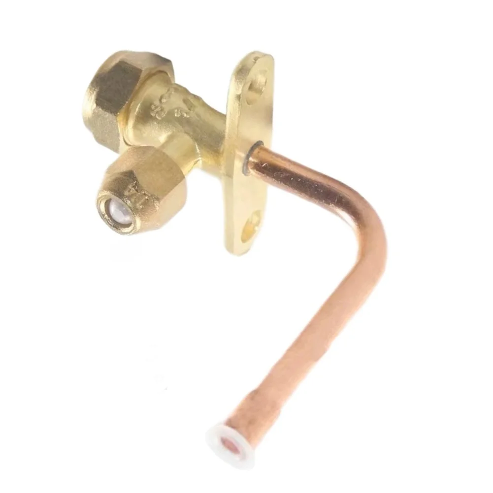 Three Way 90 Degree Stop Valve for Air Conditioning Systems Supporting Refrigerant Circuit Isolation in HVAC Setups