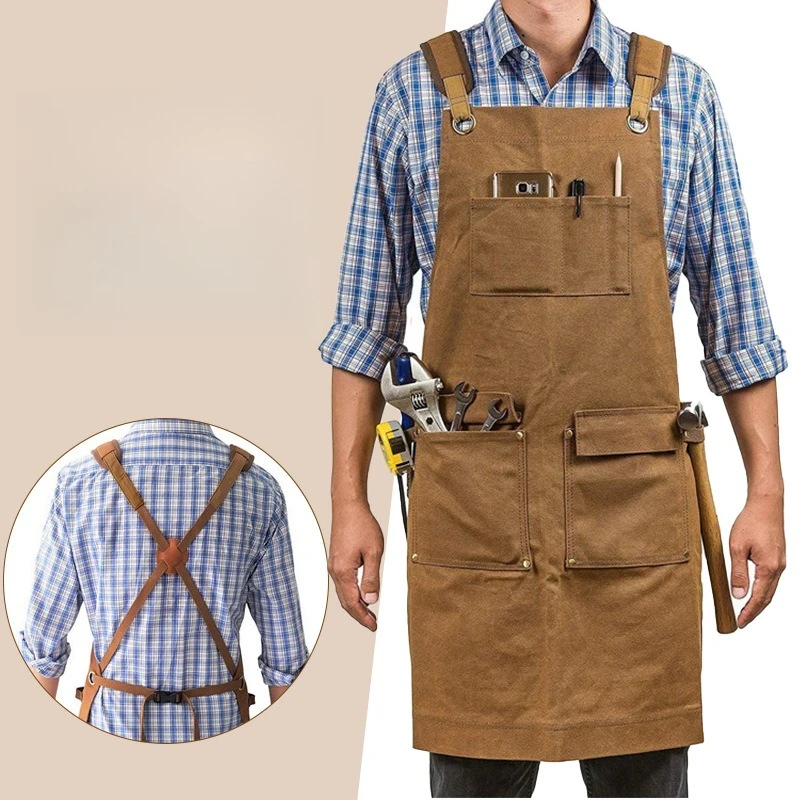 

Waterproof Apron Woodworker Multifunctional Pocket Chef Adjustable American Heavy Industry Mechanic Canvas Sleeve Canvas Apron