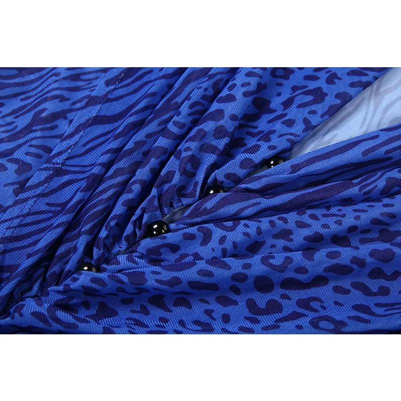 2025 Autunno Maglia Leopardo Stampato Sheer Slim Elegante Maxi Vestito Delle Donne Manica Lunga Goccia V Anca Avvolto Party Club Streetwear Robe