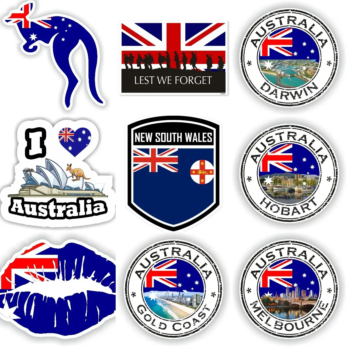 

AUS Australia Flag Emblem Kangaroo Creative PVC Sticker for Decorate Wall Car Helmet Bumper Window Truck Van Decal Accessories