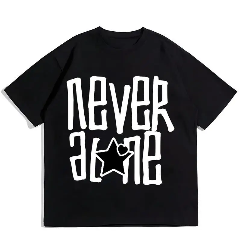 

"NEVER ALONE" T-Shirt Unisex Positive Vibes Graphic Tee Inspirational Friendship Love Star Heart Cotton Top Gift