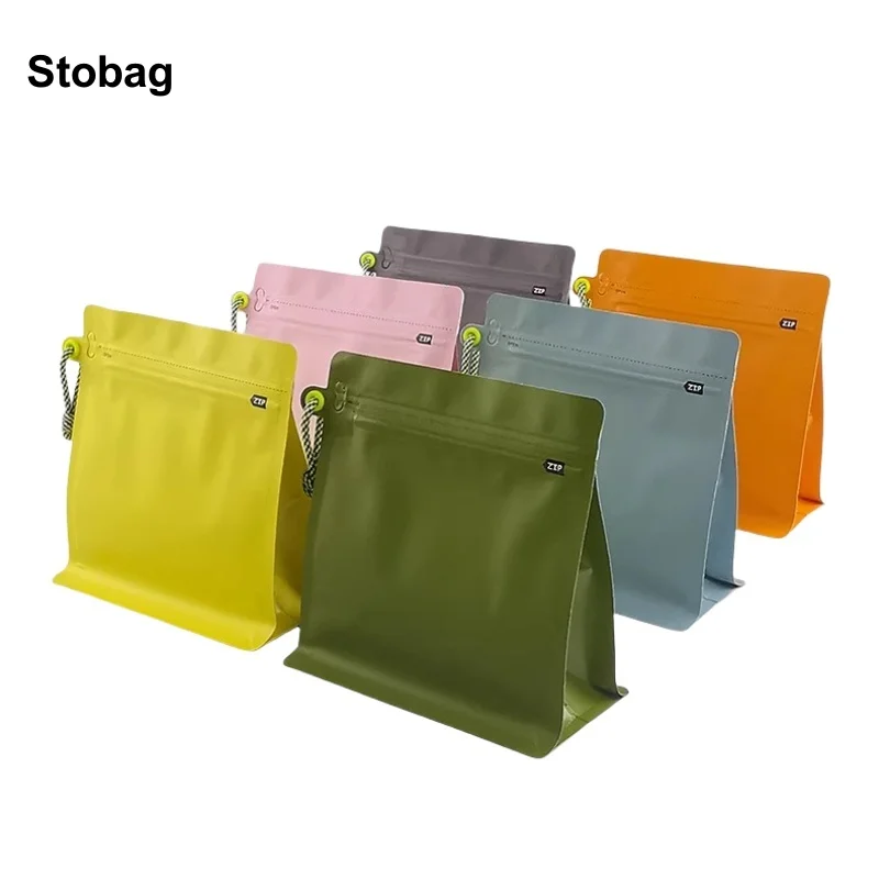 StoBag 20pcs Color Coffee Beans Packaging Bag No Valve Ziplock Sealed for Powder Food Nuts Storage Reusable Pouch Portable