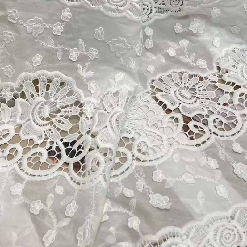 

Lace Fabric with Openwork Embroidery Water Soluble 3D Floral Pattern Cotton Fabric for Dress Blouse Clothing Diy Sewing