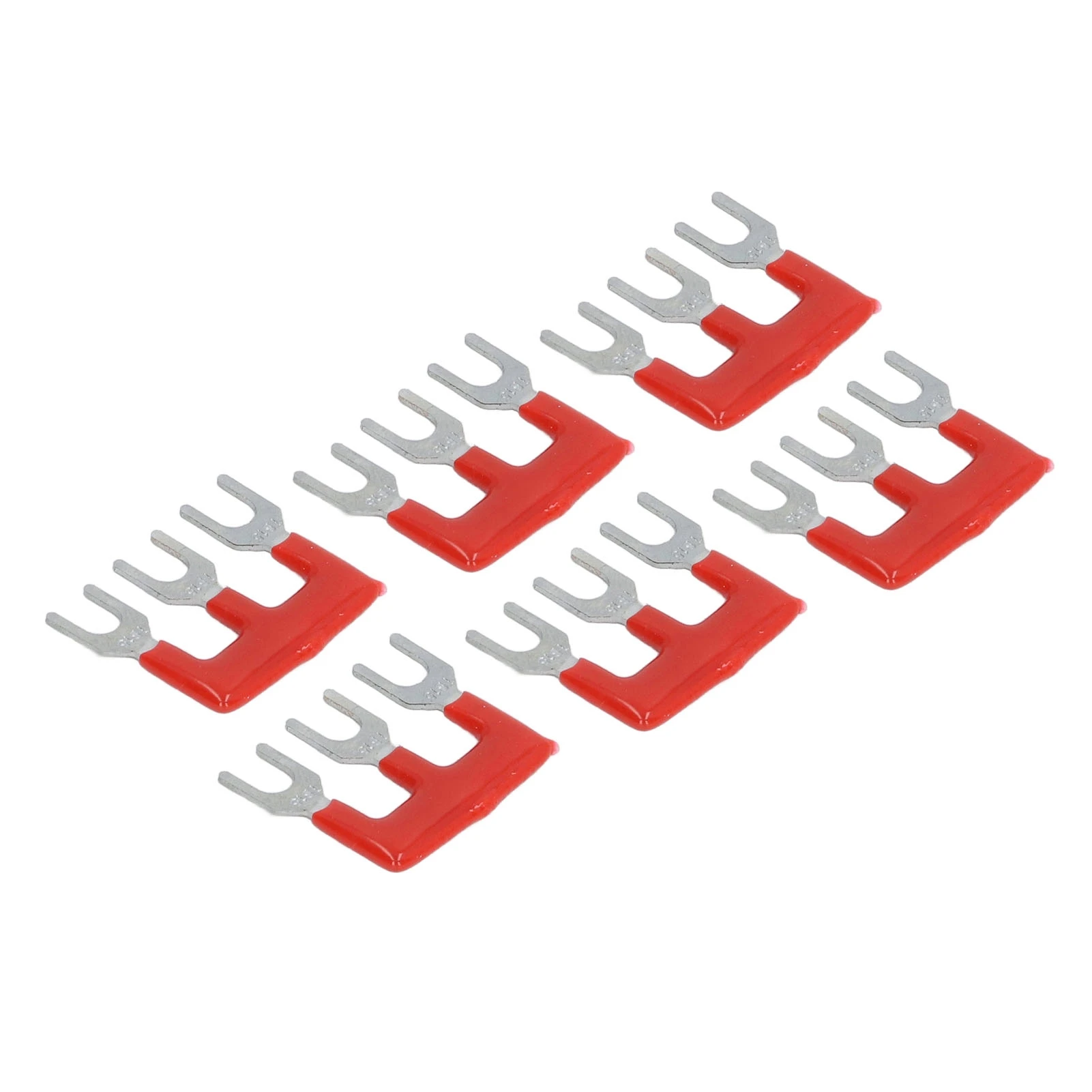 20Pcs Jumper Block Terminal Strips Copper Conductor PVC Shell Fork Type Terminal Strips 400V 15A Red TB