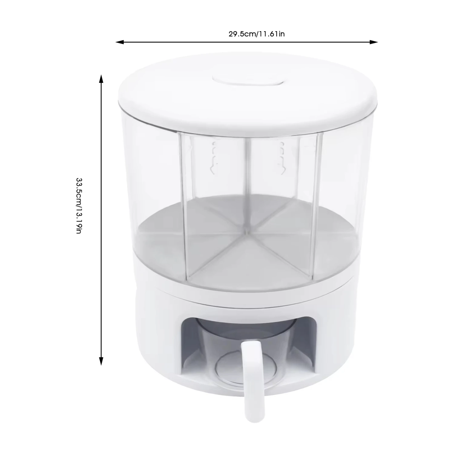 New Rotating Food Dispenser 6 Grid Round Cereal Multigrain Tank Rice  Bucket Container  Kitchen White