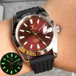 Tandorio 36mm NH35A Sunburst Dial Diving 20ATM orologio meccanico da uomo Sapphire Lume Marks cassa lucida orologio da polso cinturino in gomma