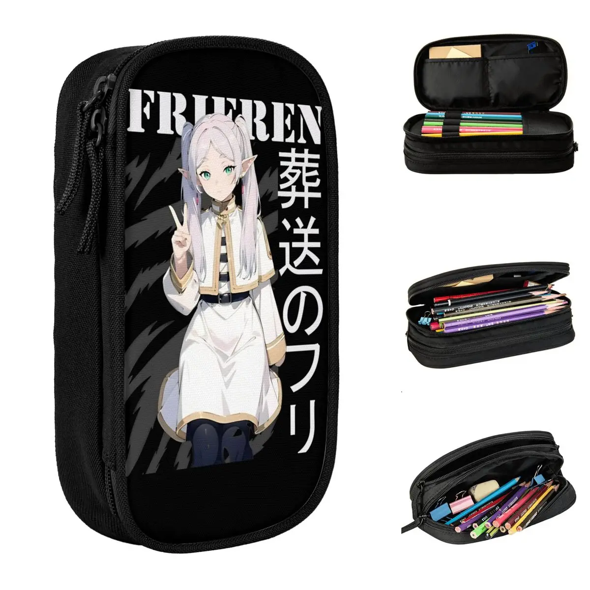 Frieren Beyond Journey's End Pencil Cases Creative Pen Holder Bag Girls Boys Large Storage School Supplies Zipper Pencil Box