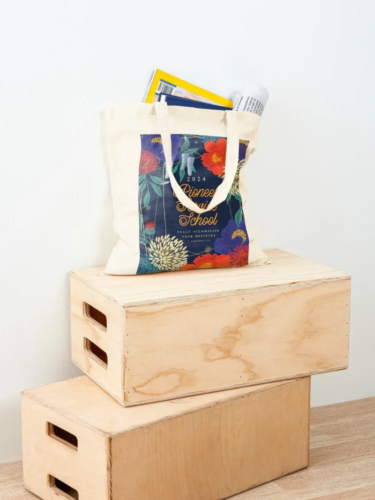 PIONEER SERVICE SCHOOL 2024 (Blue & Red Flowers) Tote Bag custom bags reusable shopping bags Handbags Canvas bag