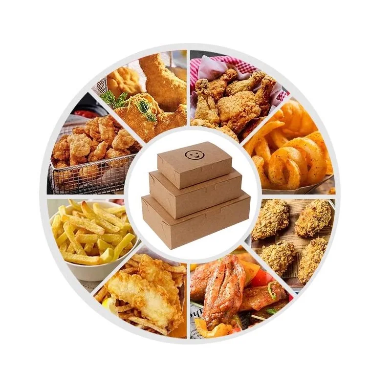 Kraft Paper Fried Chicken Packaging Box with Oil-proof Coating Food Grade for Takeaway Suitable for Fast Food Restaurants