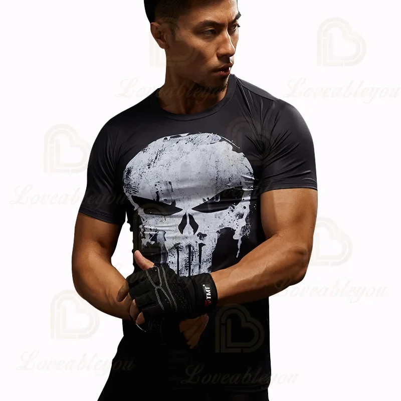 Dis Captain Cosplay T-shirt Gard Running Shirt Short Sleeve Compression Shirts Gym T Shirt Male Fitness Sport Shirt