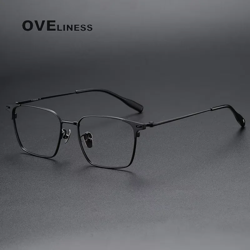 

2027 Pure Titanium Glasses Frame Men Square Eyeglasses Frame male New Brand Design Eyewear Japanese male Business Spectacles