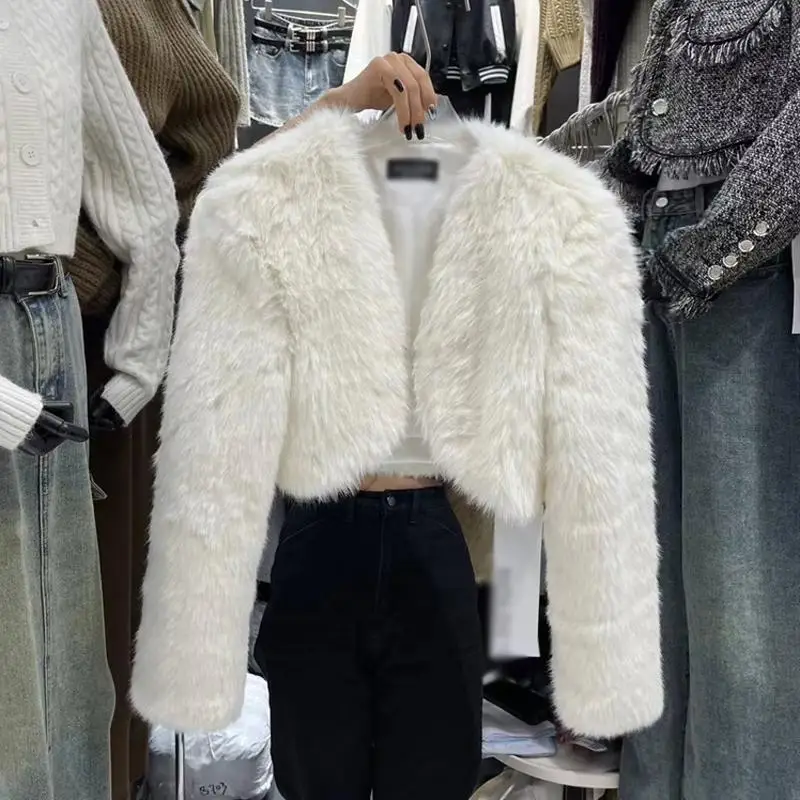 Koreaanse Sle ort Fur Jaet Dames Faionable Streetwear Milieuvriendelijke Synthetische Leren Jas V-ne Lange Sve Stand Fit