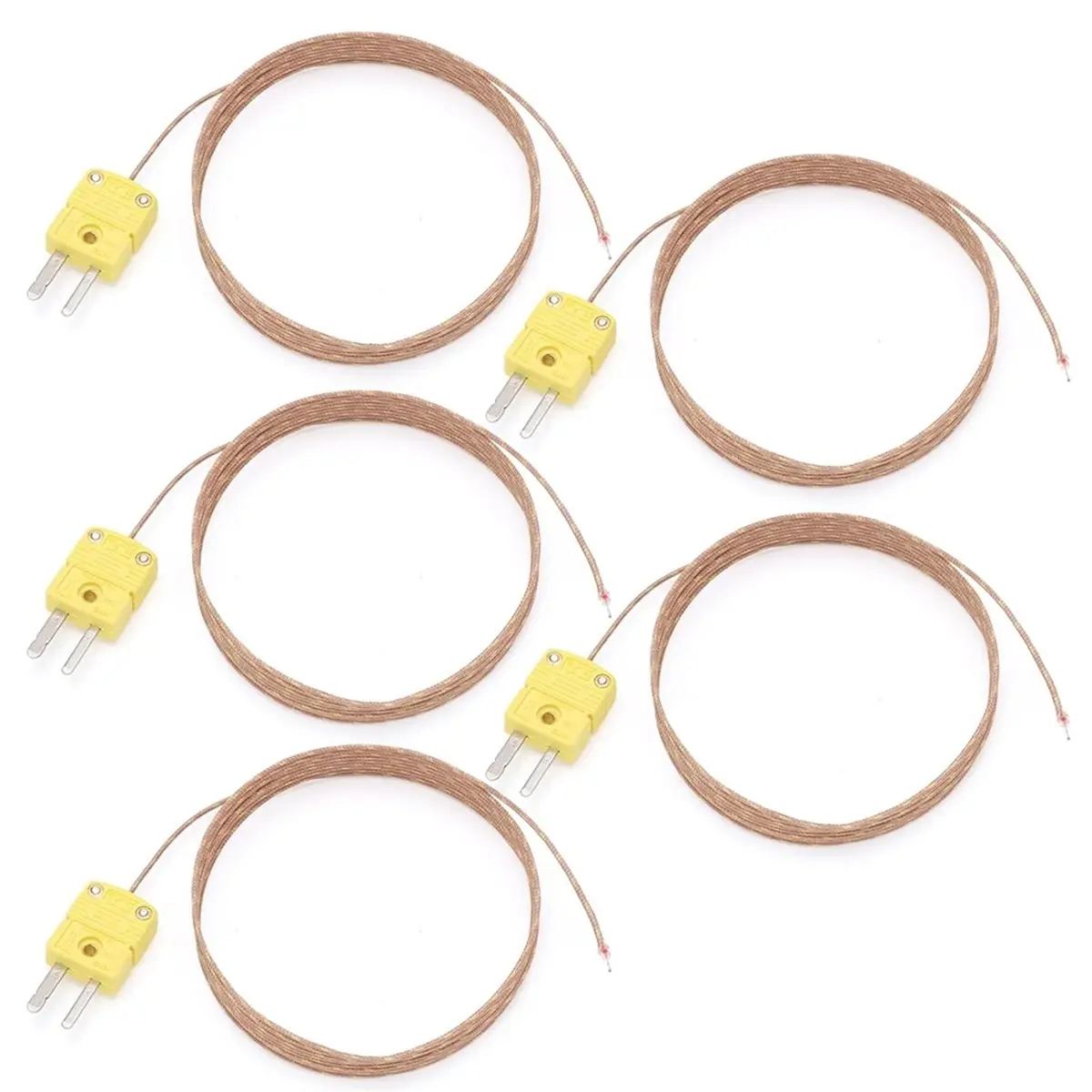 A695P ~5 Pack High Accuracy Type K Temperature Probes & Sensors for Thermocouple Thermometer, 2 Meters