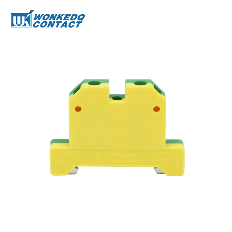 10Pcs EK 6/35 Screw Ground Connection Terminals SAK 6 mm² Wire Electrical Connector Mount on Din Rail Terminal Block EK6/35