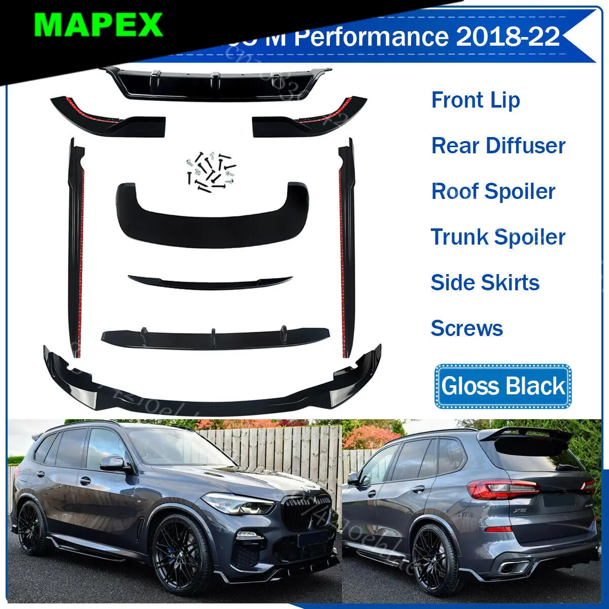 BODY KIT FOR BMW X5 G05 2019+ FRONT LIP REAR DIFFUSER SPOILER SIDE SKIRTS GLOSSY