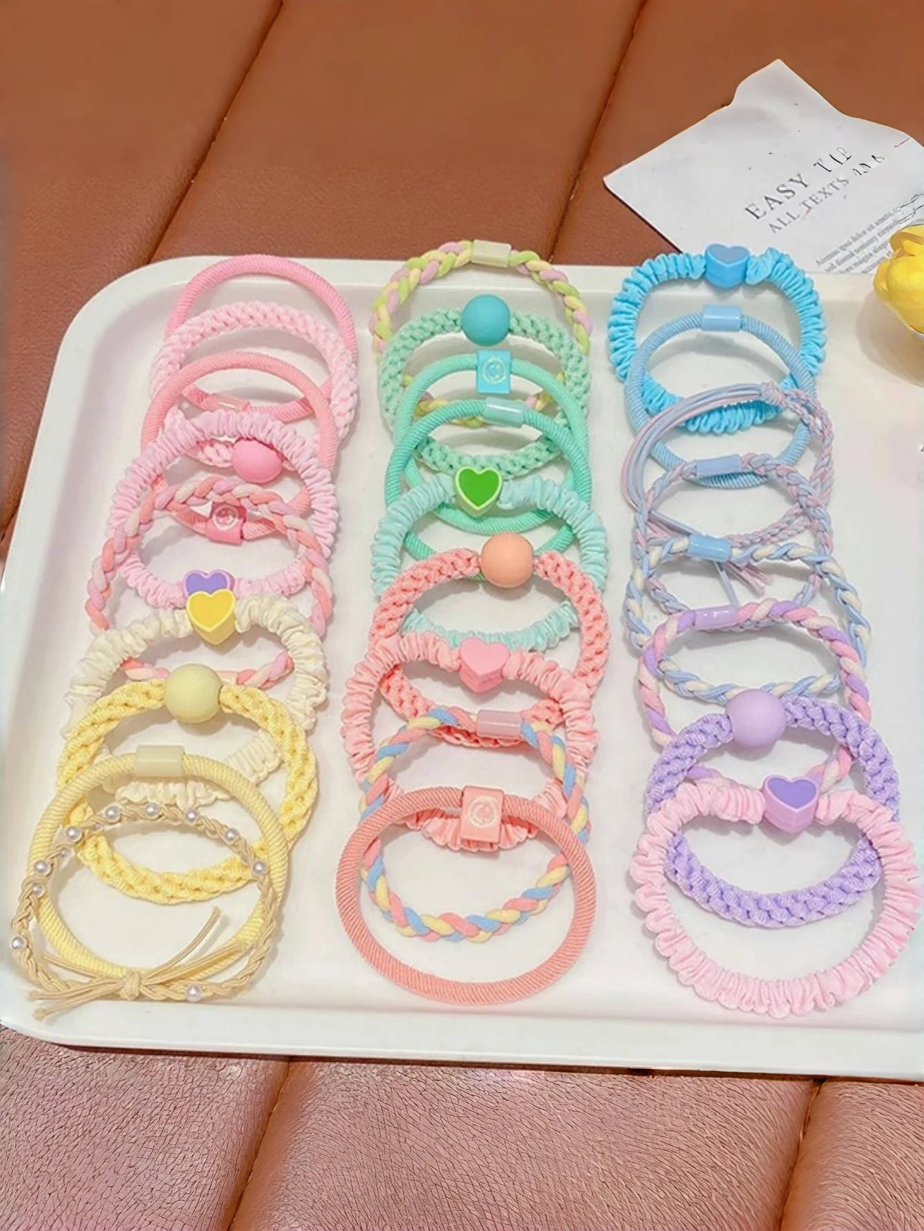 5PCS/ set of girls\' Macaron color hair band suitable for bun head ponytail colored rubber band girls hair tie